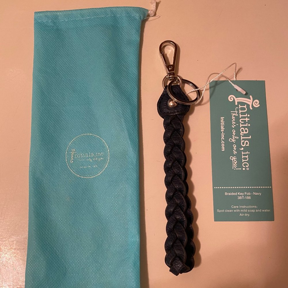 Braided Wristlet Leather Key Fob Chain